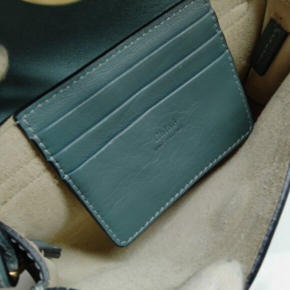 CHLOE Suede Calfskin Mini Faye Shoulder Bag Cloudy Blue - Picture 8 of 9